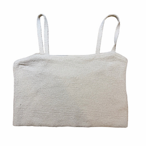 Madewell Cream Knit Square Neck Ribbed Camisole Crop Top Small